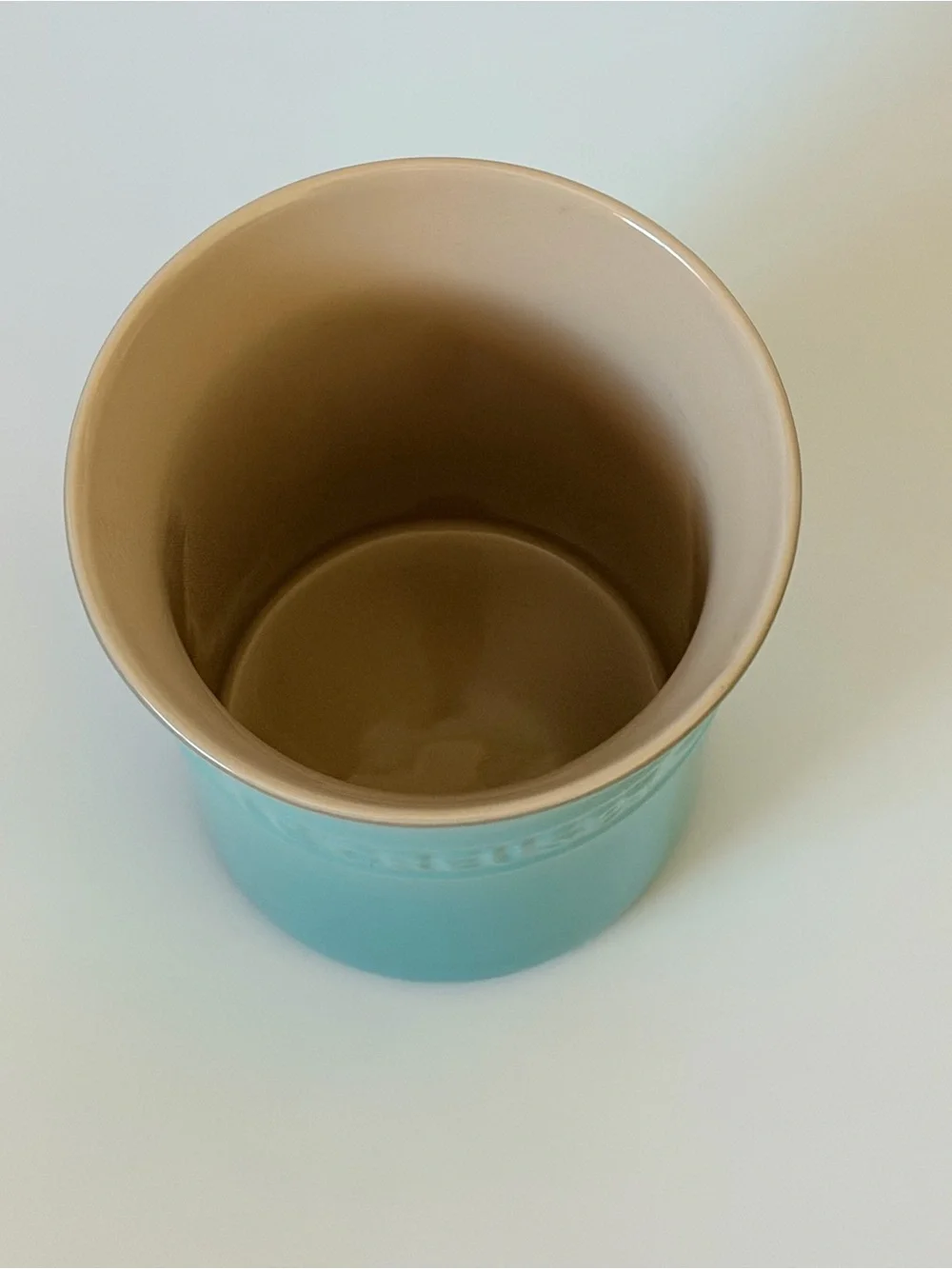 Le Creuset Ceramic Utensil Crock - Caribbean Blue with Cream Interior